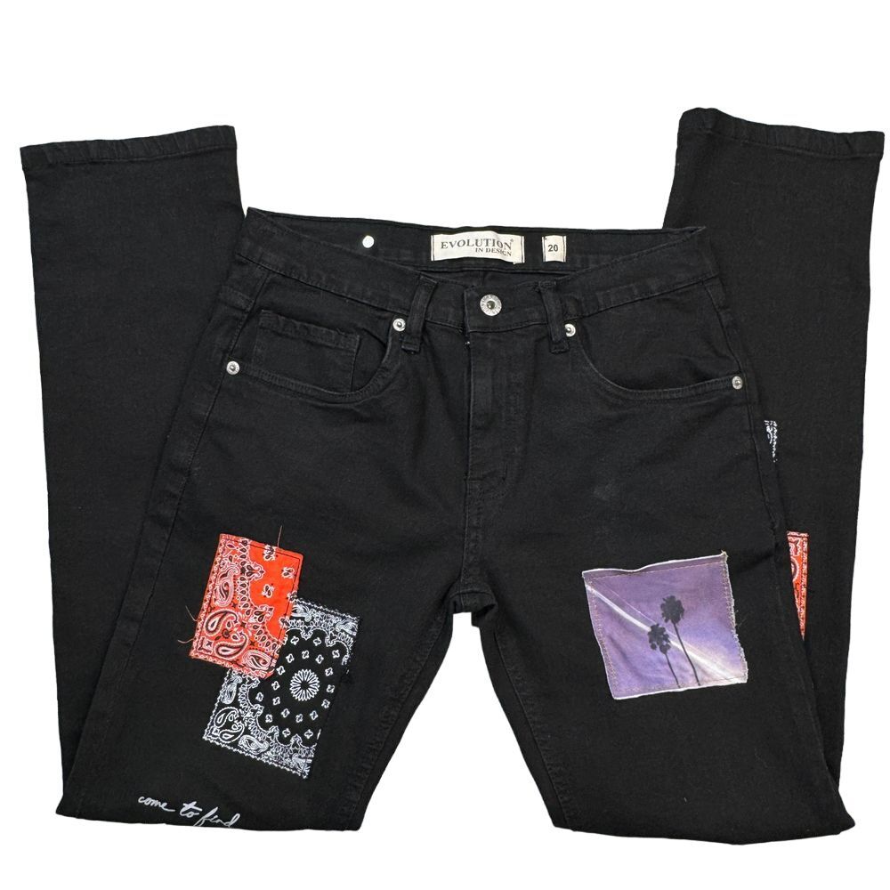 Evolution In Design Jeans Men's Size 28x29 Patchwork Design - Picture 2 of 11